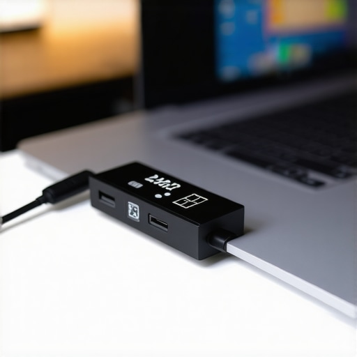 Close-up of a digital USB-C power meter showing real-time wattage being delivered to a laptop.