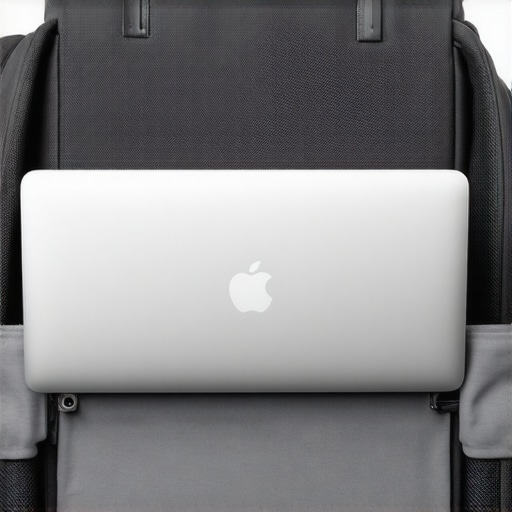 Internal view of a suspended laptop sleeve in a backpack preventing bottom impact.