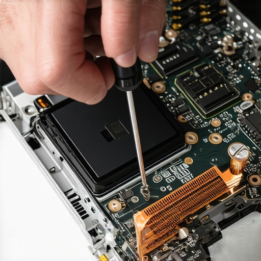 A technician opens a modular business laptop to perform upgrades