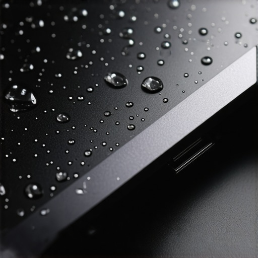 Water droplets on laptop port Close-up of water on a laptop port